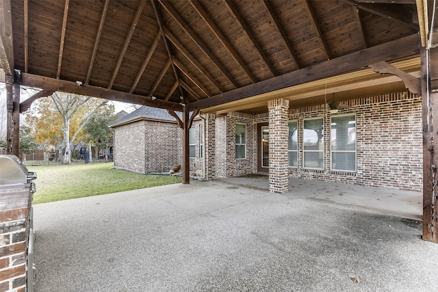 view of patio featuring an outdoor kitchen