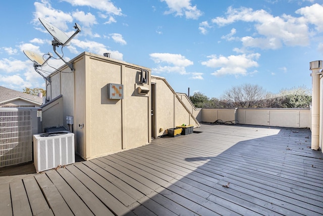 wooden deck with cooling unit