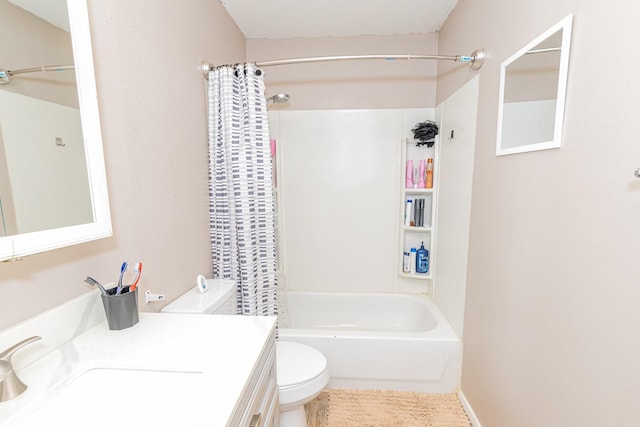 full bathroom featuring vanity, toilet, and shower / bath combo