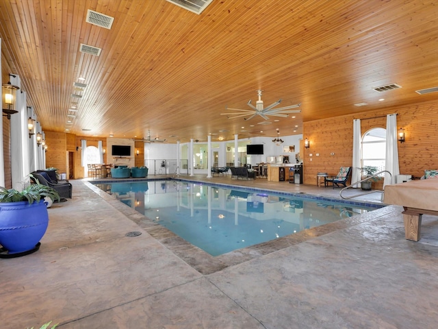 view of pool with ceiling fan