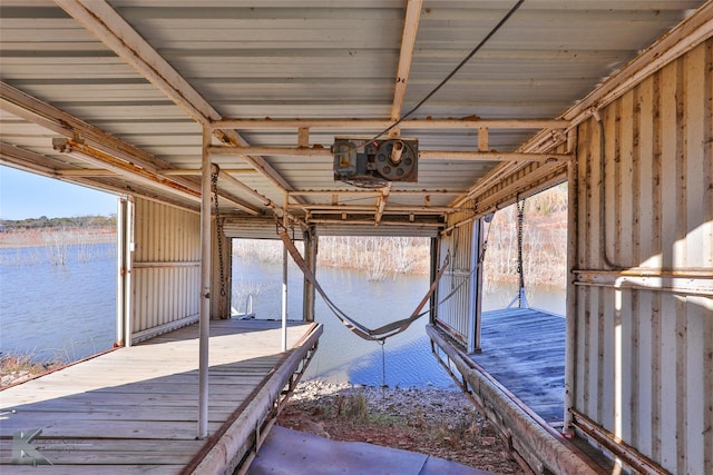 view of dock featuring a water view