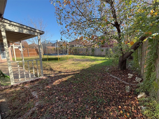 view of yard featuring a trampoline