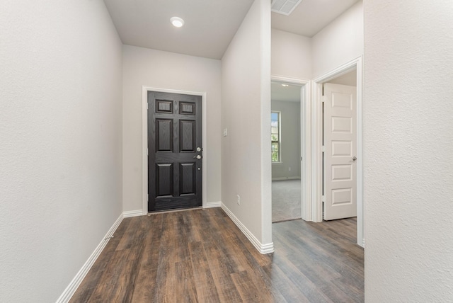 entrance foyer featuring dark wood-type flooring