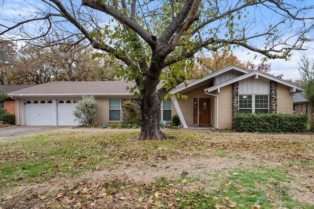 single story home with a garage