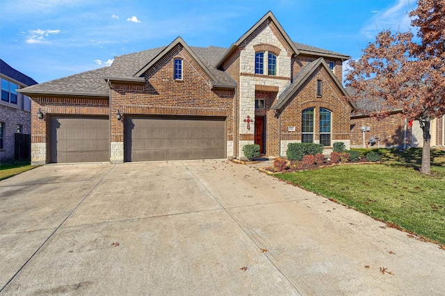 view of front of home with a front lawn