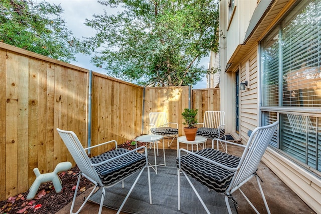 balcony featuring a patio area