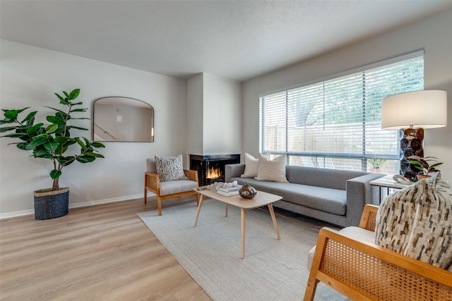 living room featuring light wood-type flooring