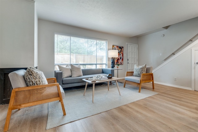 living room with light hardwood / wood-style floors