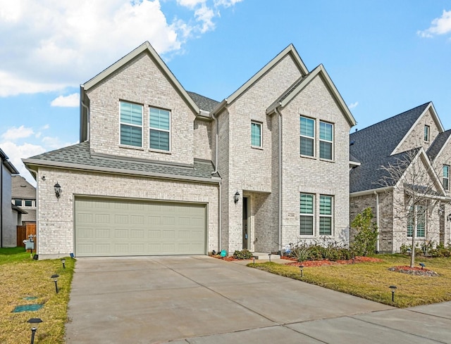 view of front of house featuring a garage and a front yard