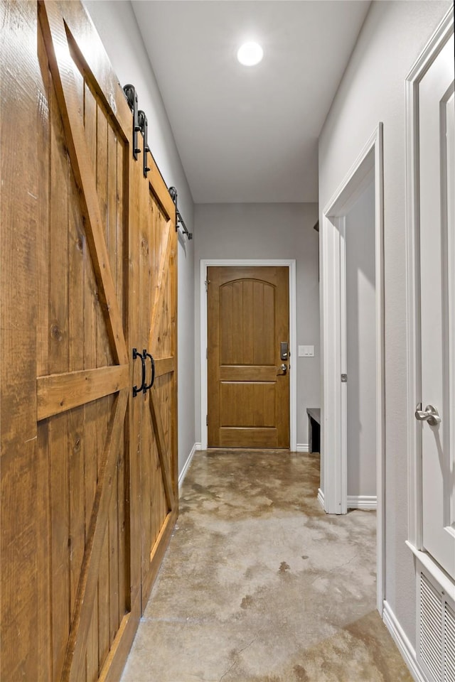 corridor with a barn door