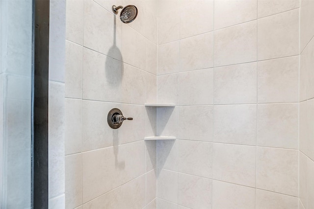 interior details featuring tiled shower