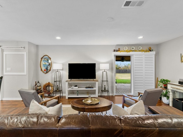 living room featuring hardwood / wood-style flooring