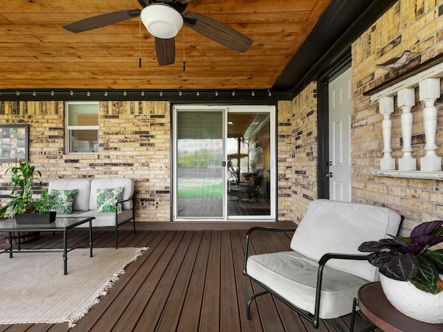 deck featuring ceiling fan