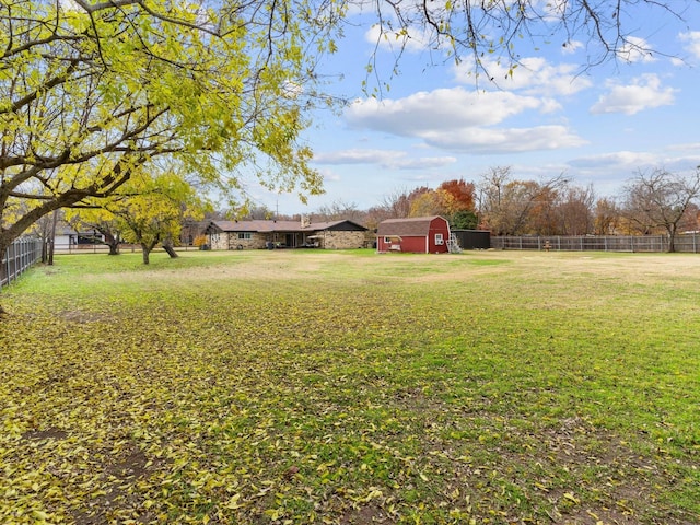 view of yard featuring a shed