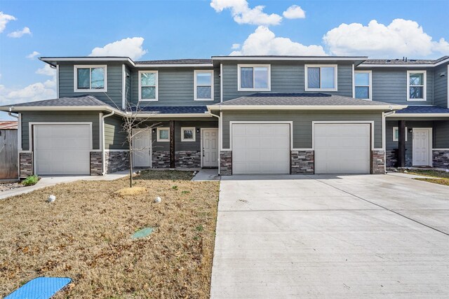 rear view of property featuring a lawn