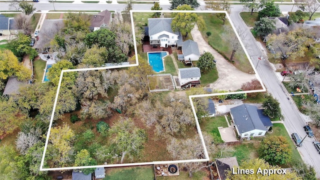 1102 Howell St, Mckinney, TX 75069 - aerial view of residential area featuring property parcel outlined and a pool