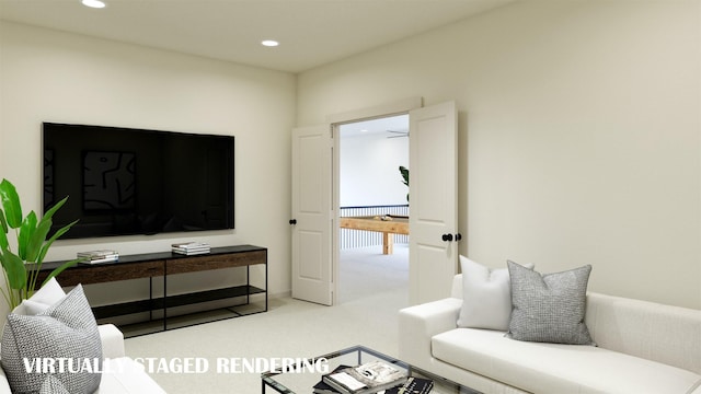 living room featuring carpet floors