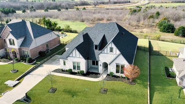 view of front of home with a front lawn