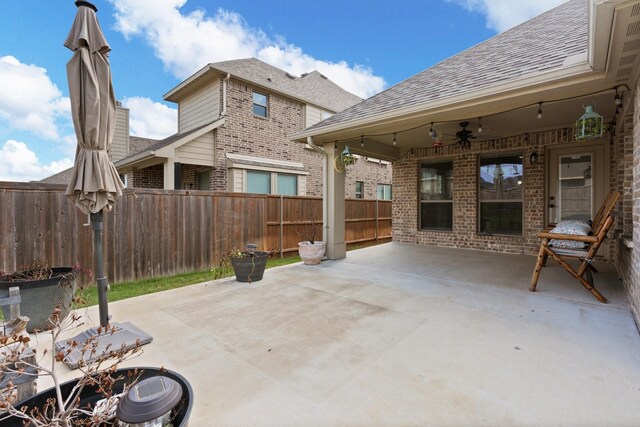 view of patio / terrace with ceiling fan