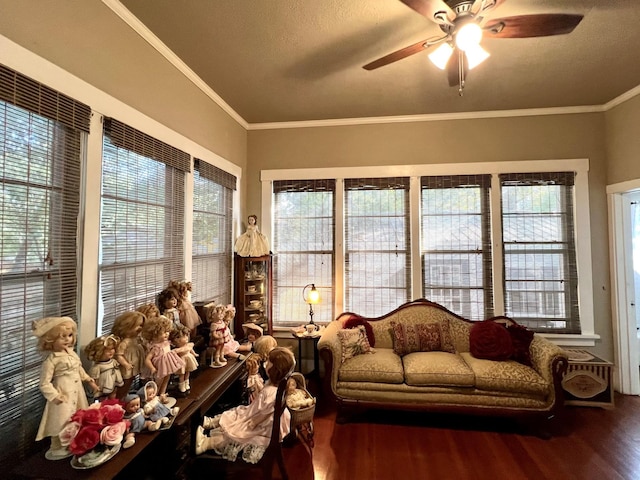 sunroom / solarium with ceiling fan