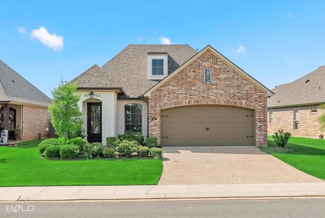 view of front of house with a garage and a front yard