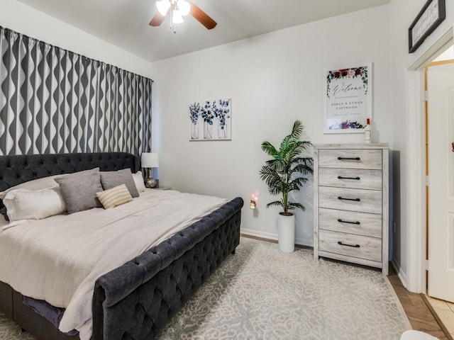 bedroom featuring ceiling fan