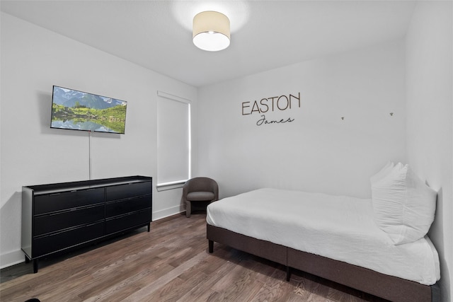 bedroom featuring dark hardwood / wood-style flooring