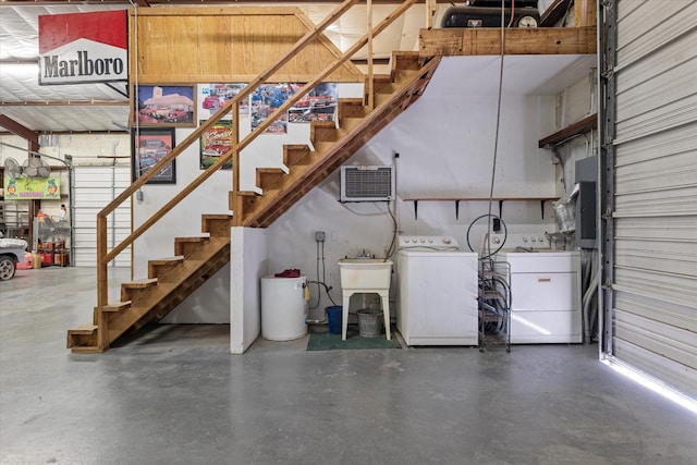 basement featuring separate washer and dryer