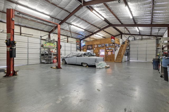 garage featuring metal wall