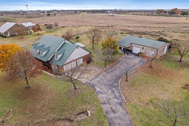 aerial view with a rural view