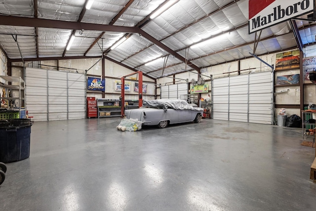 garage with metal wall