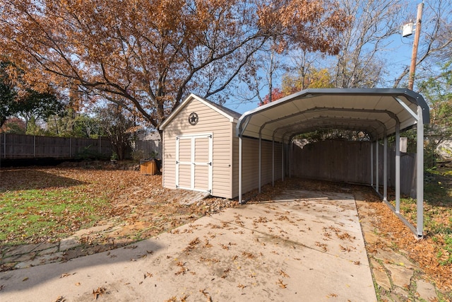 view of parking / parking lot featuring a carport