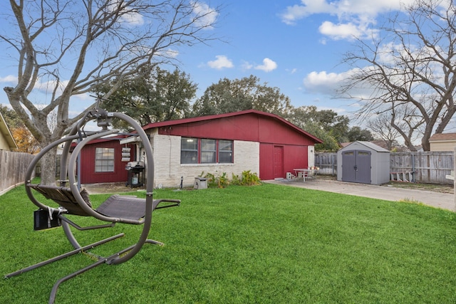 exterior space with a storage unit