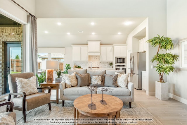 living room with sink