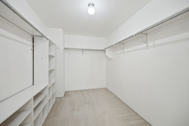 spacious closet featuring light carpet