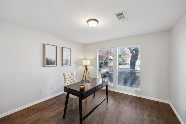 office featuring dark hardwood / wood-style floors