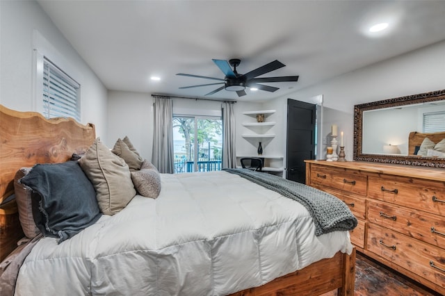 6596 Wells Burnett Rd, Fort Worth, TX 76135 - bedroom with recessed lighting, access to outside, and ceiling fan