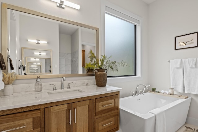 bathroom featuring vanity and a bathing tub