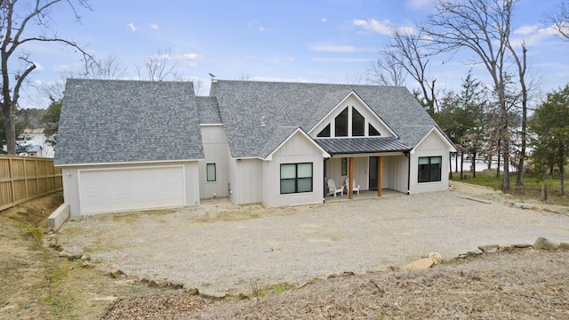 modern farmhouse featuring covered porch