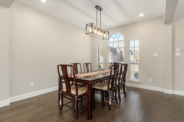 dining room with dark wood-type flooring