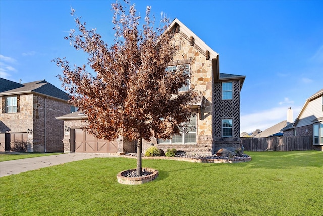 view of front of property with a front lawn