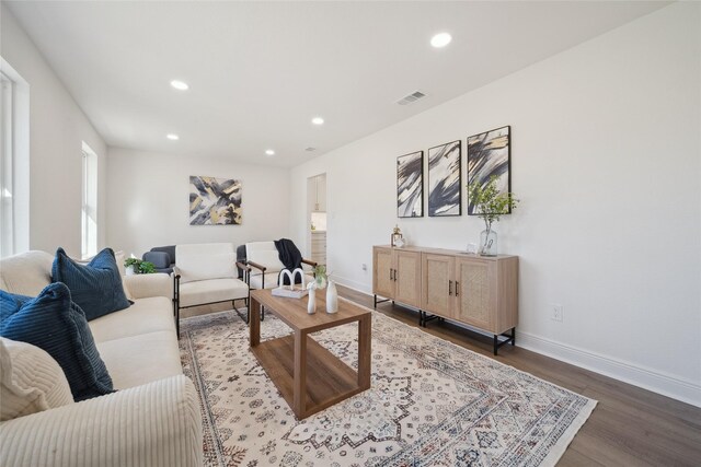 living room with hardwood / wood-style flooring