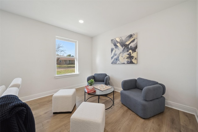 sitting room with light wood-type flooring