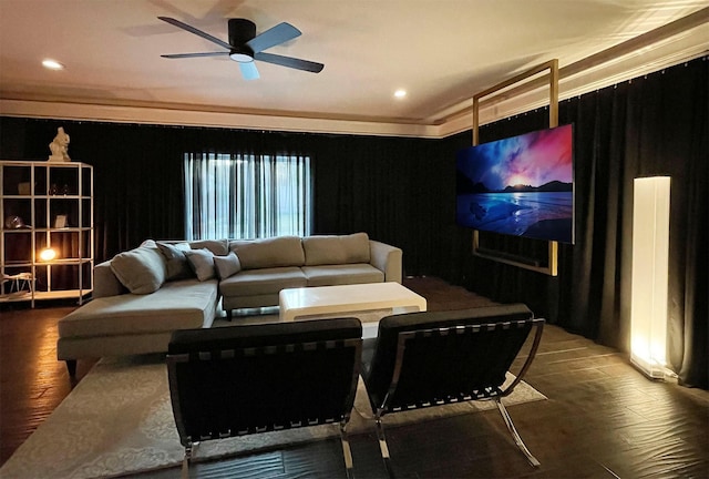 interior space featuring ceiling fan