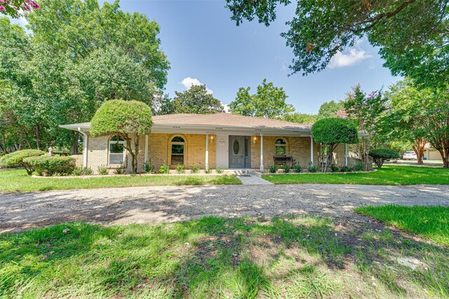 ranch-style home featuring a front lawn