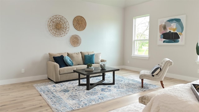 living room featuring light wood-type flooring