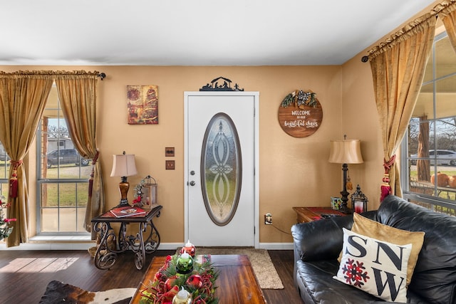 entrance foyer with dark hardwood / wood-style floors