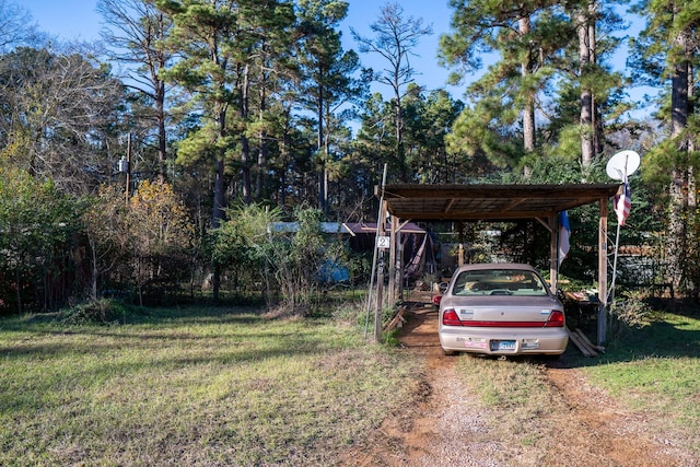 view of car parking featuring a carport