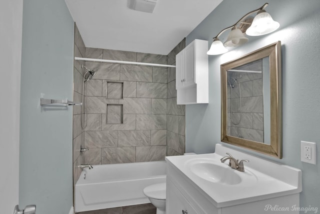 6263 Bain Blvd, Keithville, LA 71047 - bathroom featuring vanity, toilet, and shower / tub combination