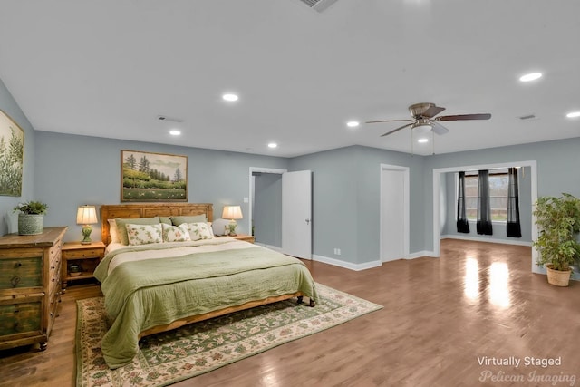 6263 Bain Blvd, Keithville, LA 71047 - bedroom featuring visible vents, recessed lighting, baseboards, and wood finished floors